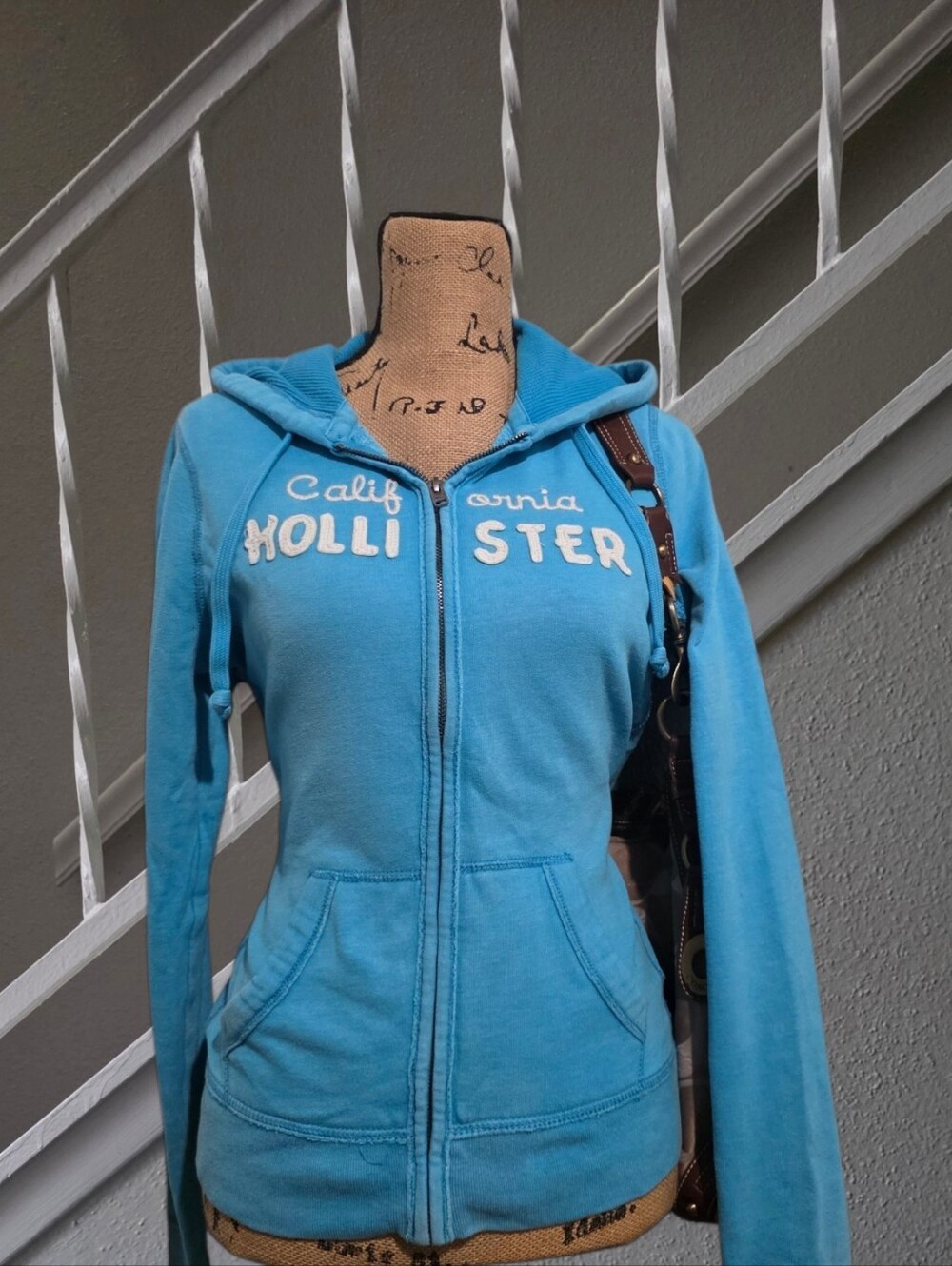 2000s Hollister teal zip up hoodie Y2k Size Medium
